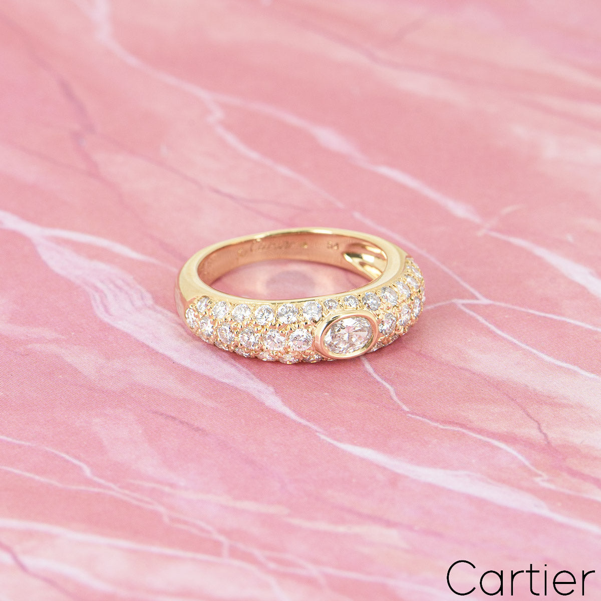 Cartier Yellow Gold Diamond Mimi Ring Size 54