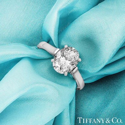 Tiffany & Co. Platinum Oval Cut Diamond Ring 2.06CT D/VVS2