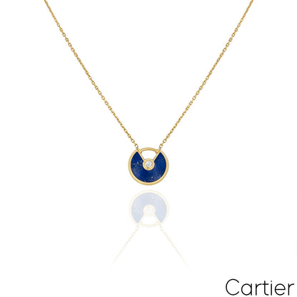 Cartier Yellow Gold Lapis & Diamond Amulette De Cartier Necklace