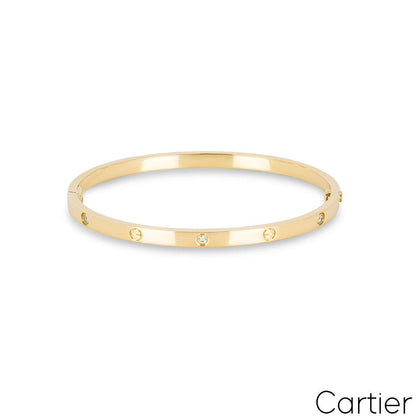 Cartier Yellow Gold Half Diamond Sm Love Bracelet Size 17 B6047217