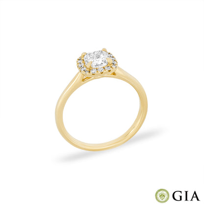 Yellow Gold Cushion Cut Diamond Ring 0.71CT I/SI1