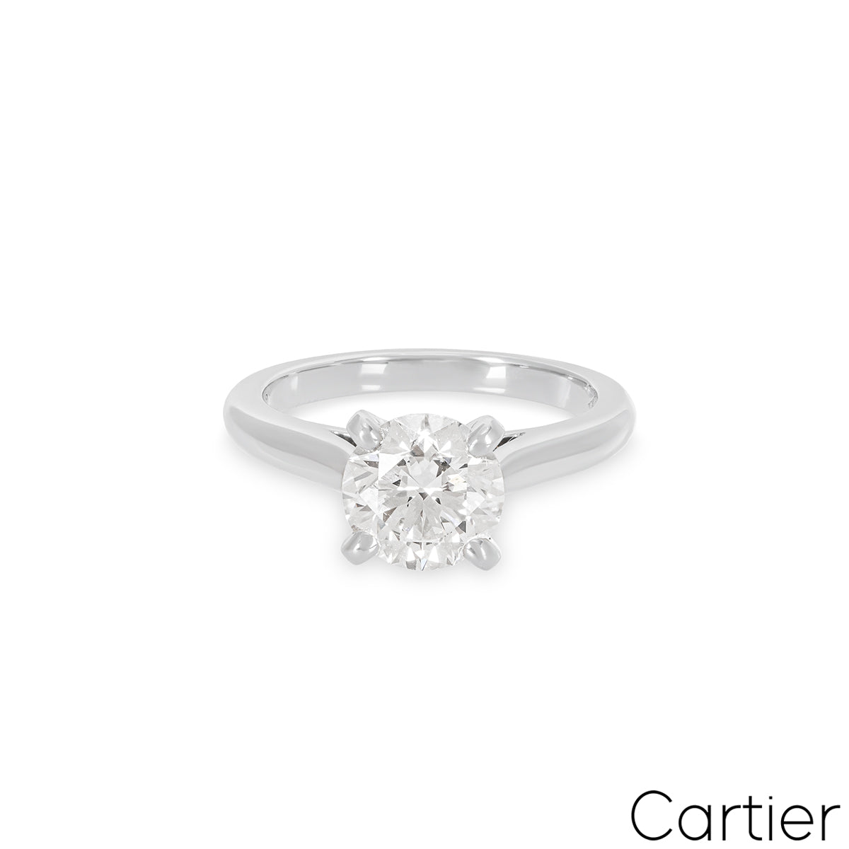 Cartier Platinum Round Brilliant Cut Diamond Solitaire 1895 Ring 1.37CT G/VVS1 Xxx