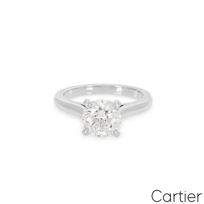 Cartier Platinum Round Brilliant Cut Diamond Solitaire 1895 Ring 1.37CT G/VVS1 Xxx