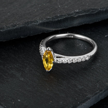 White Gold Yellow Sapphire & Diamond Ring 0.57CT