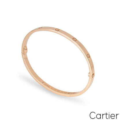 Cartier Rose Gold Plain Sm Love Bracelet Size 17 B6047317