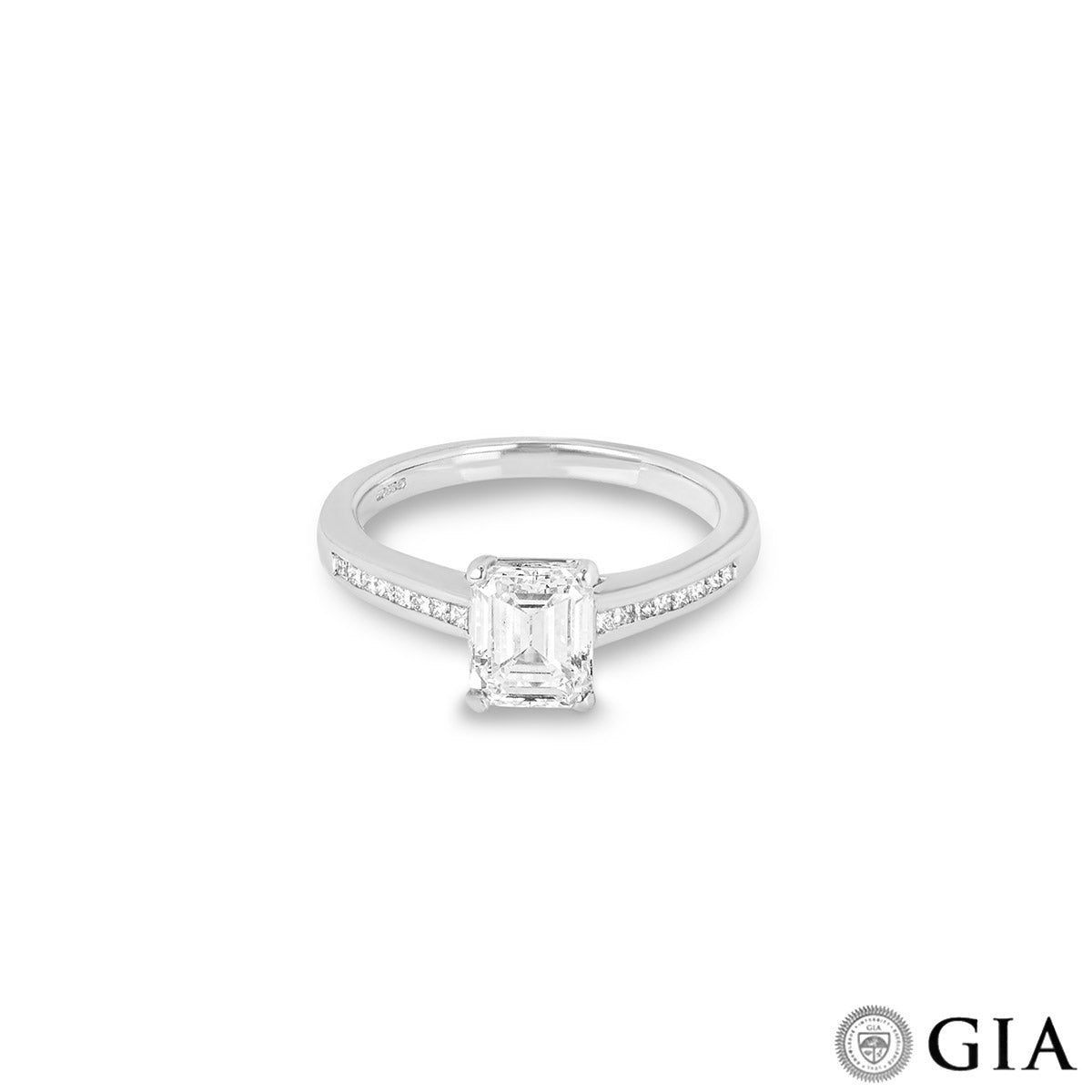 White Gold Emerald Cut Diamond Ring 1.12CT F/VVS2