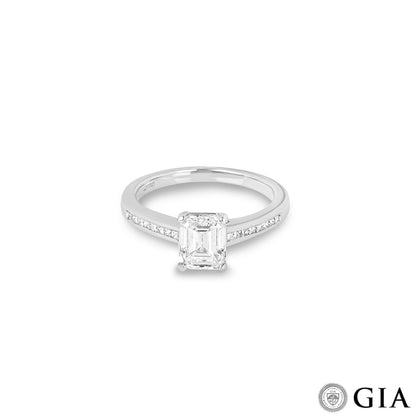 White Gold Emerald Cut Diamond Ring 1.12CT F/VVS2