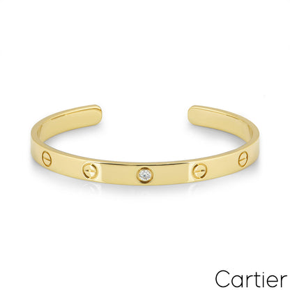 Cartier Yellow Gold Diamond Cuff Love Bracelet Size 19 B6029819