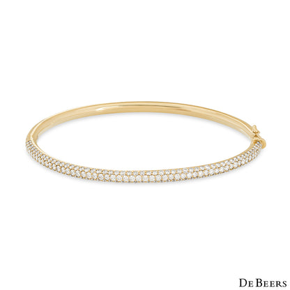 De Beers Rare Yellow Gold Classic Diamond Three Row Bangle