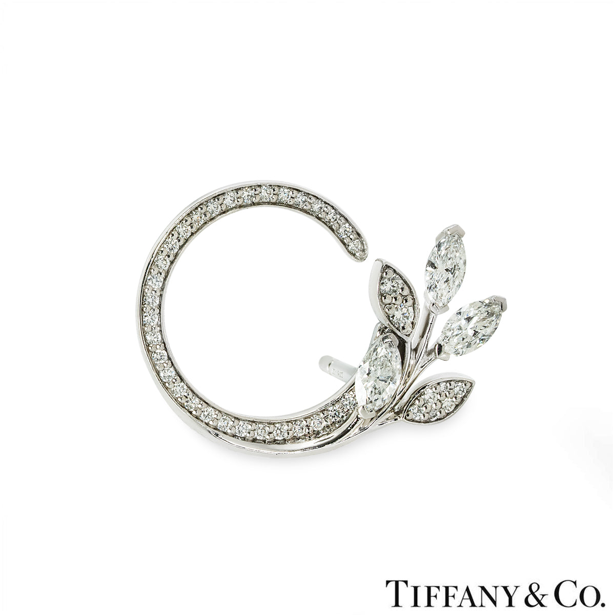 Tiffany & Co Platinum Victoria Diamond Vine Circle Earrings