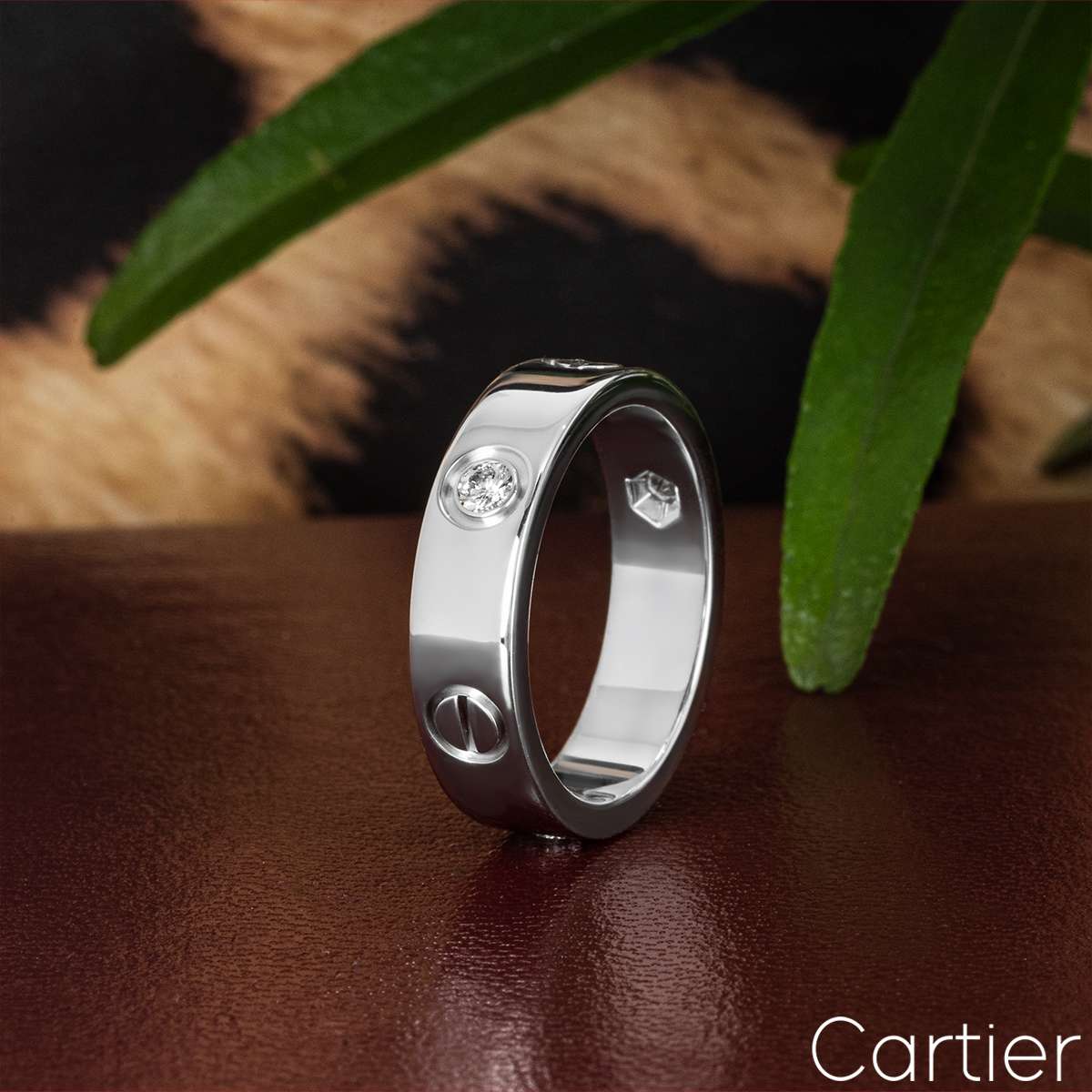 Cartier White Gold Half Diamond Love Ring Size 52 B4032500