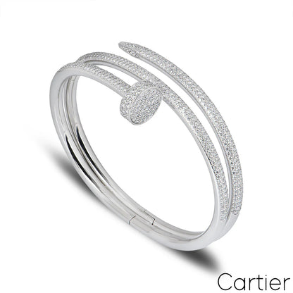 Cartier White Gold Diamond Juste Un Clou Bracelet Size 19 N6708719