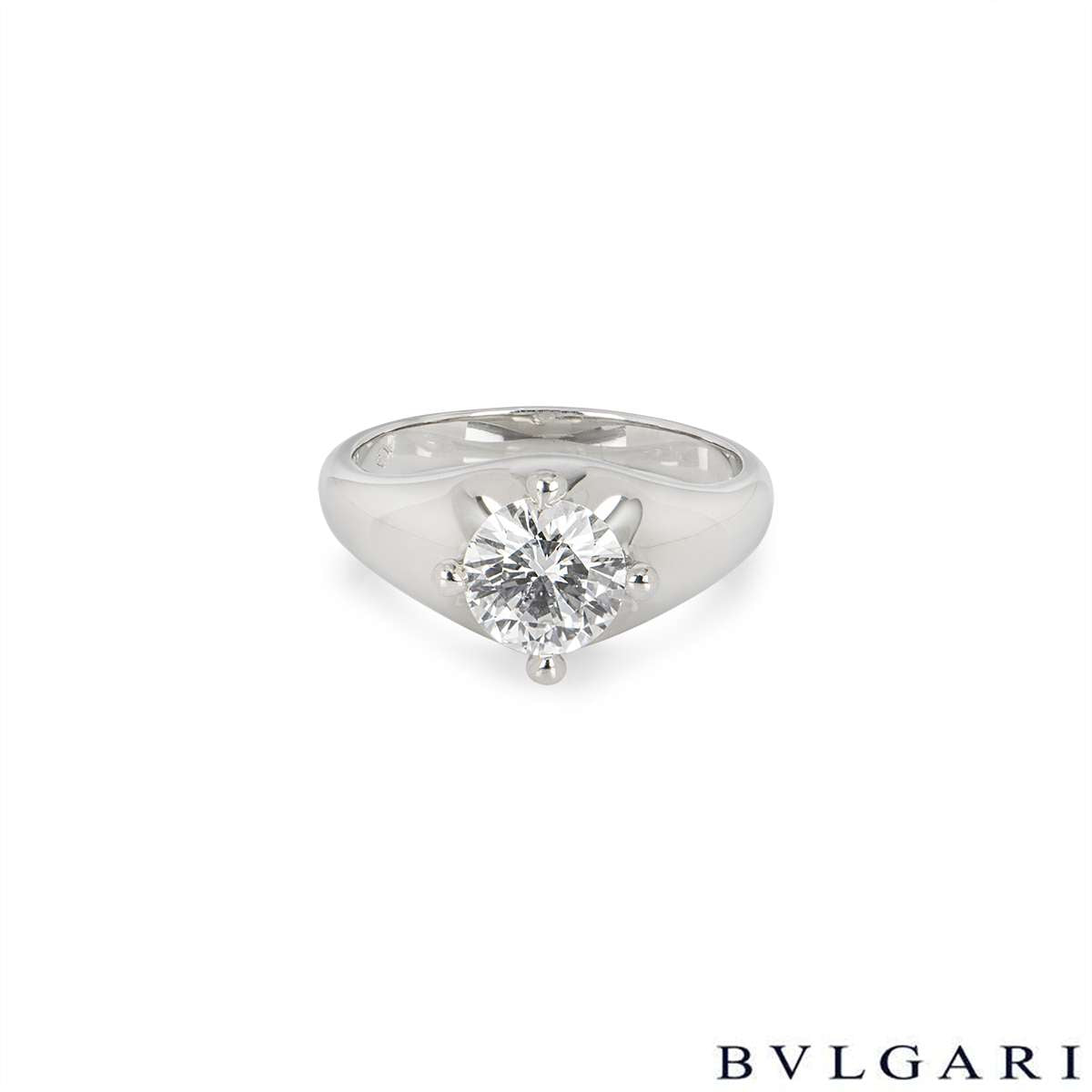 Bvlgari Platinum Diamond Corona Ring 1.11CT F/VVS1