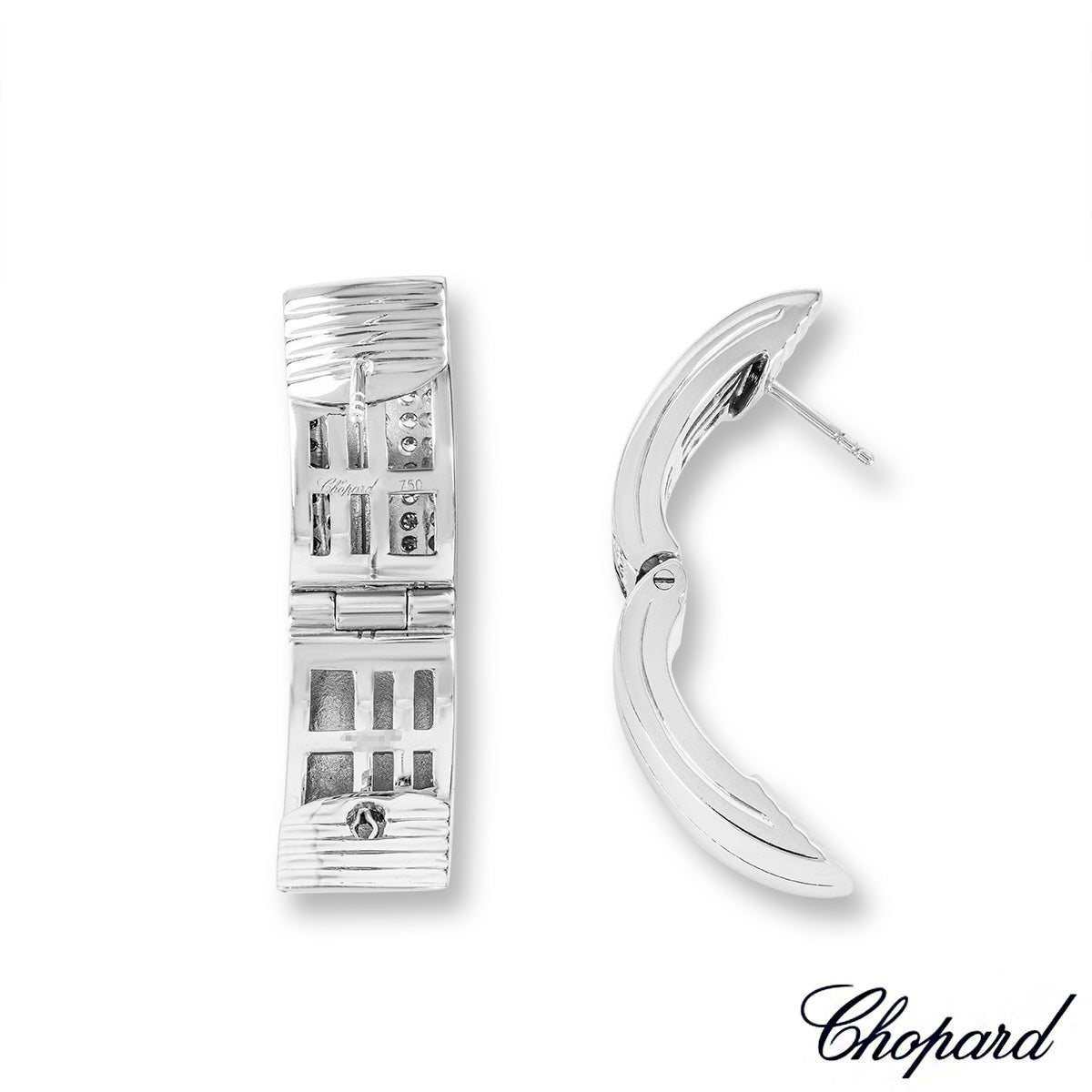 Chopard White Gold Diamond Set Hoop Earrings 844073-1001