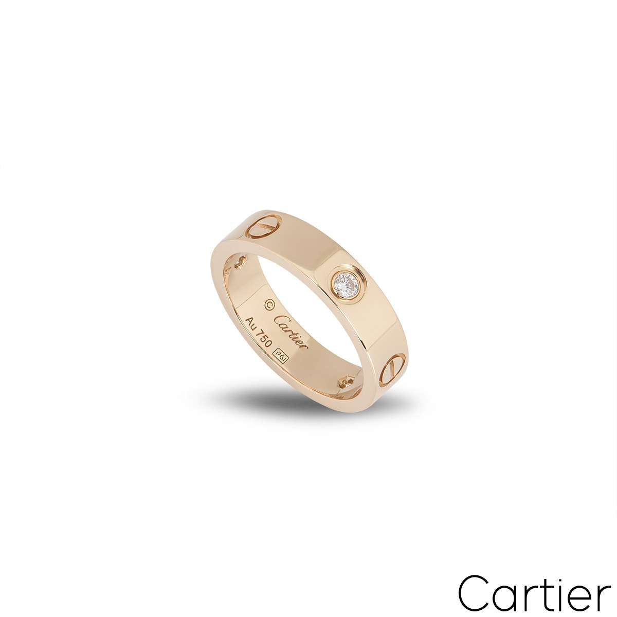 Cartier Rose Gold Half Diamond Love Ring Size 54 B4087500