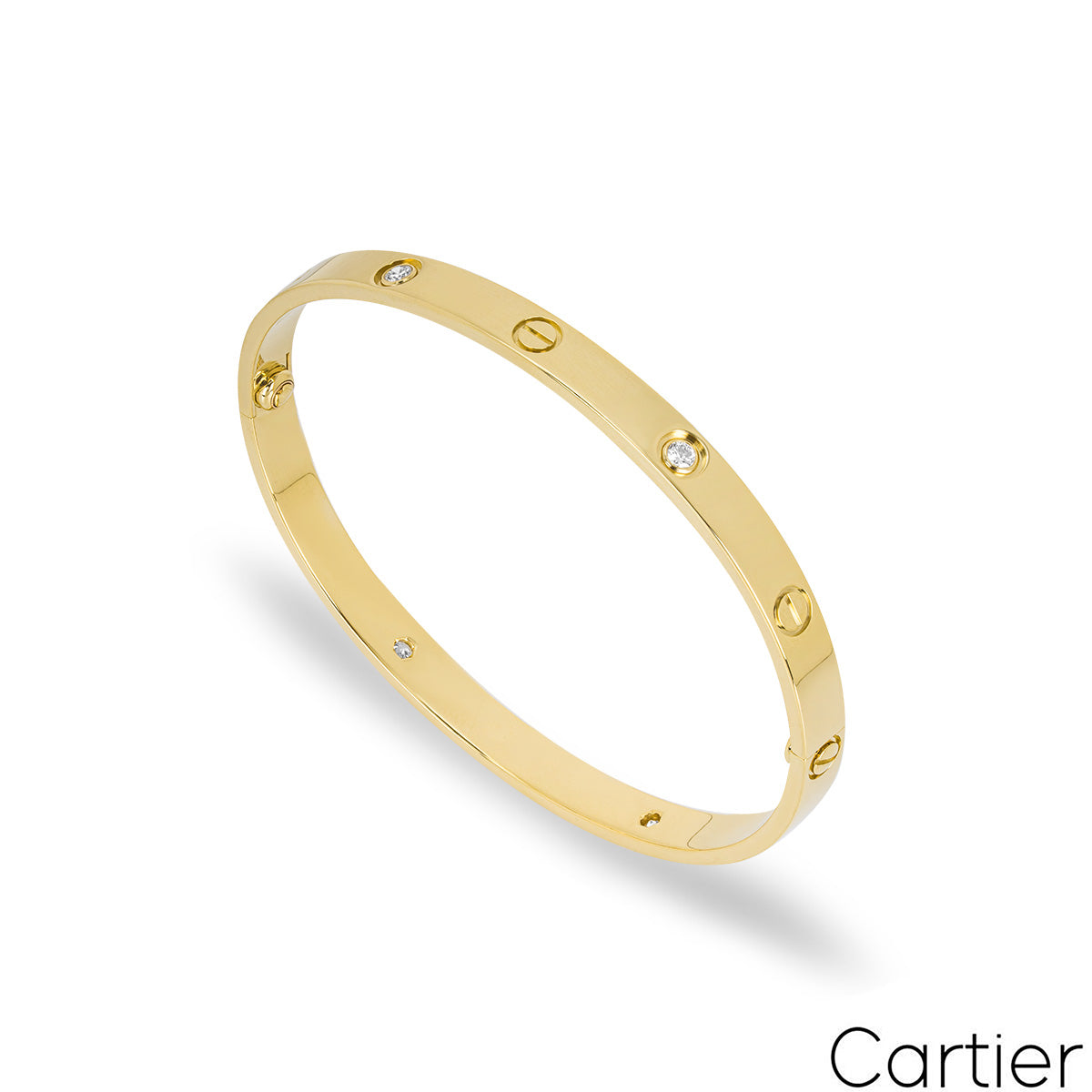 Cartier Yellow Gold Half Diamond Love Bracelet Size 20 B6035920