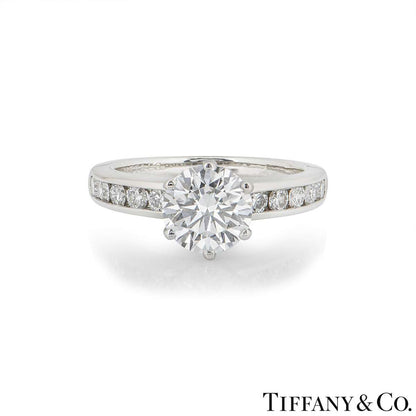 Tiffany & Co. Platinum Round Brilliant Cut Diamond Ring 1.28CT G/VVS2