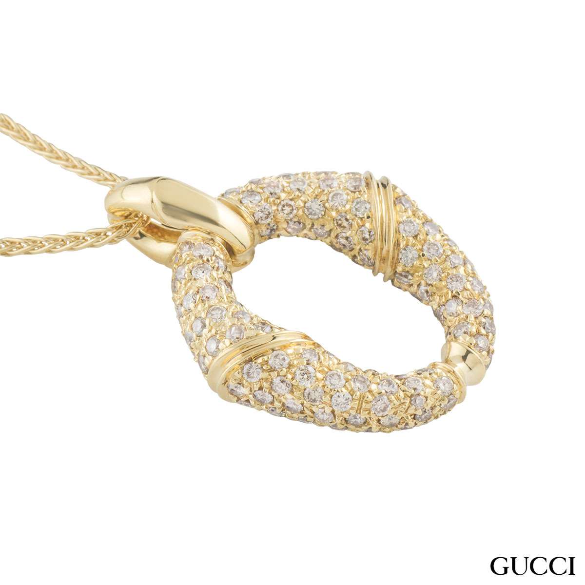 Gucci Yellow Gold Diamond Bamboo Pendant