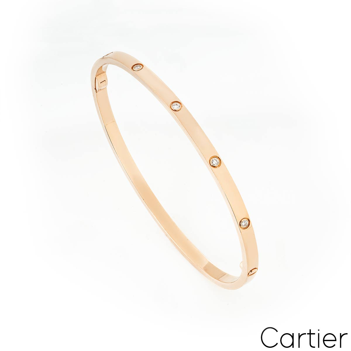 Cartier Rose Gold Full Diamond Love Bracelet Sm Size 19 B6047919