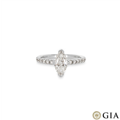 White Gold Marquise Cut Diamond Ring 1.01CT G/SI1