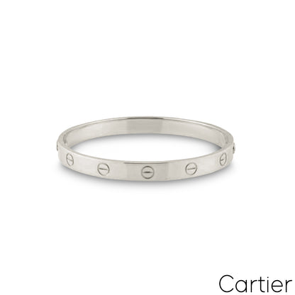 Cartier White Gold Plain Love Bracelet Size 16 B6035416