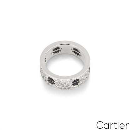 Cartier White Gold Diamond & Ceramic Love Ring Size 51 B4207600