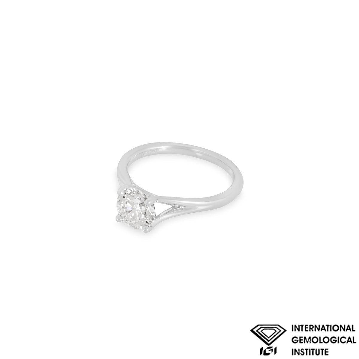 White Gold Round Brilliant Cut Lab Grown Diamond Ring 1.26CT F/VVS2