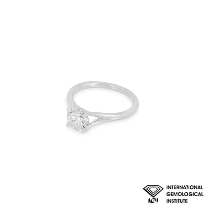 White Gold Round Brilliant Cut Lab Grown Diamond Ring 1.26CT F/VVS2