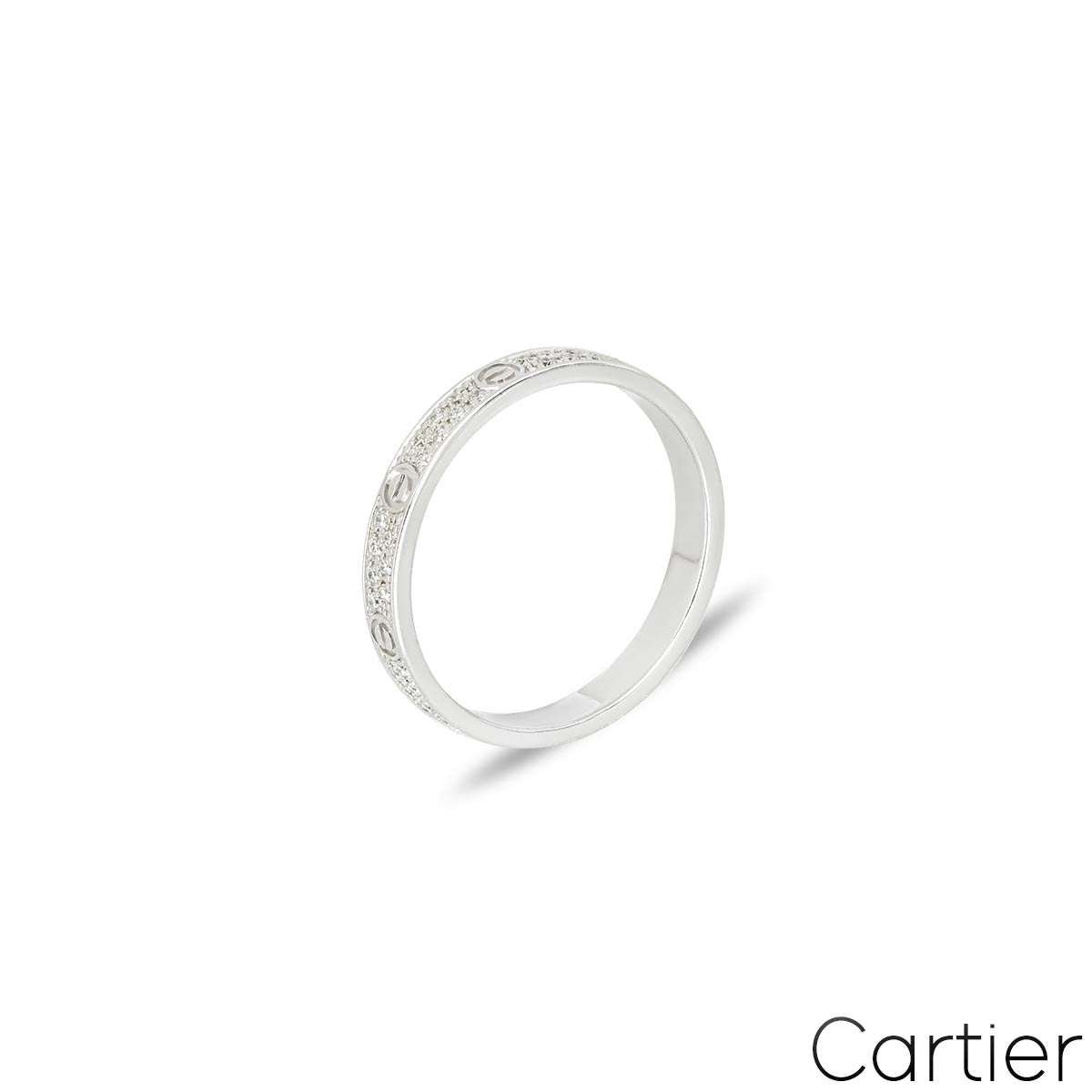 Cartier White Gold Pave Diamond Small Model Love Ring Size 50 B4218250