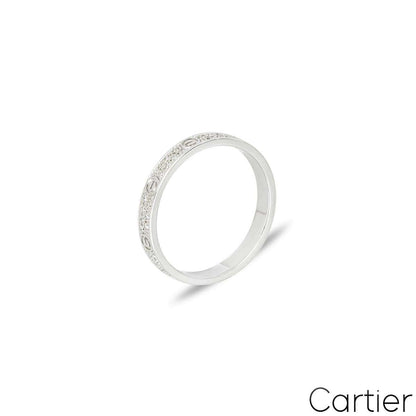 Cartier White Gold Pave Diamond Small Model Love Ring Size 50 B4218250