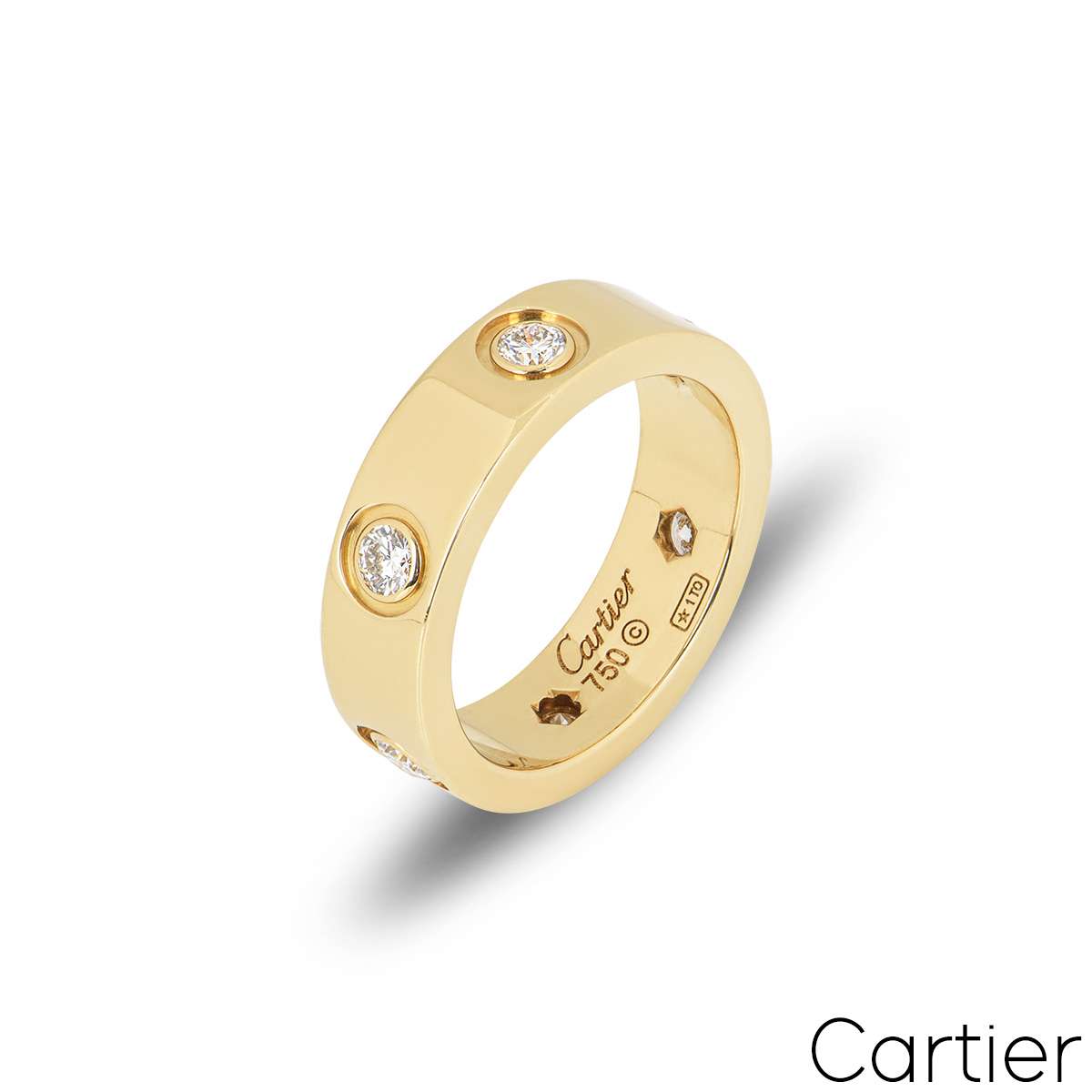 Cartier Yellow Gold Full Diamond Love Ring Size 51 B4025900