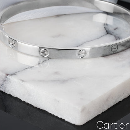 Cartier White Gold Plain Love Bracelet Size 21 B6035421