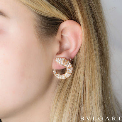 Bvlgari Rose Gold Diamond Serpenti Earrings