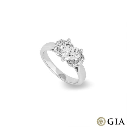 White Gold Heart Cut Diamond Ring 1.20CT F/SI2