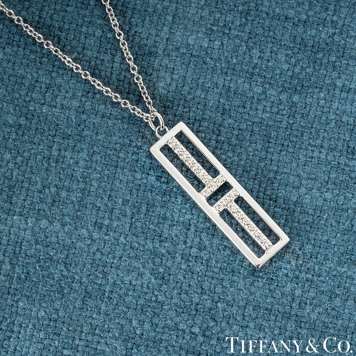 Tiffany & Co. White Gold Diamond T Pendant