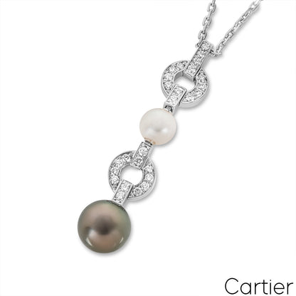 Cartier White Gold Pearl & Diamond Himalia Necklace