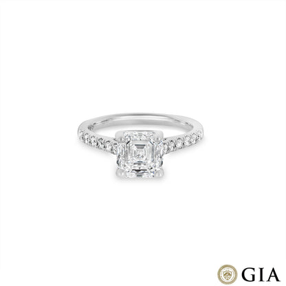 White Gold Asscher Cut Diamond Ring 2.40CT G/VS1