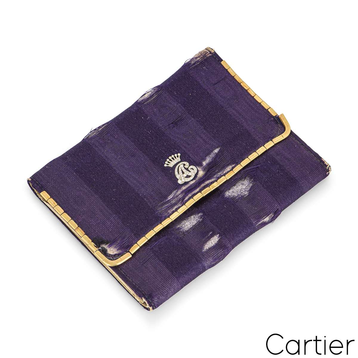 Cartier Vintage Silk Purse With Yellow Gold And Diamond