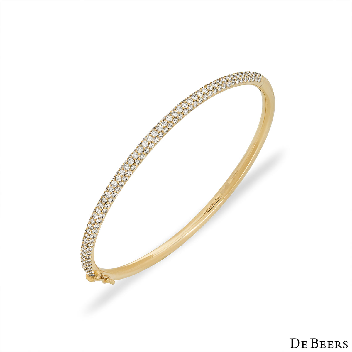 De Beers Rare Yellow Gold Classic Diamond Three Row Bangle