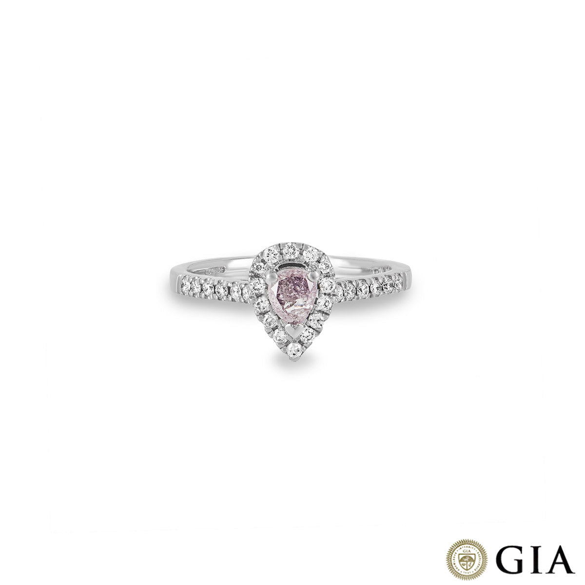 White Gold Fancy Light Purplish Pink Pear Cut Diamond Ring 0.31CT