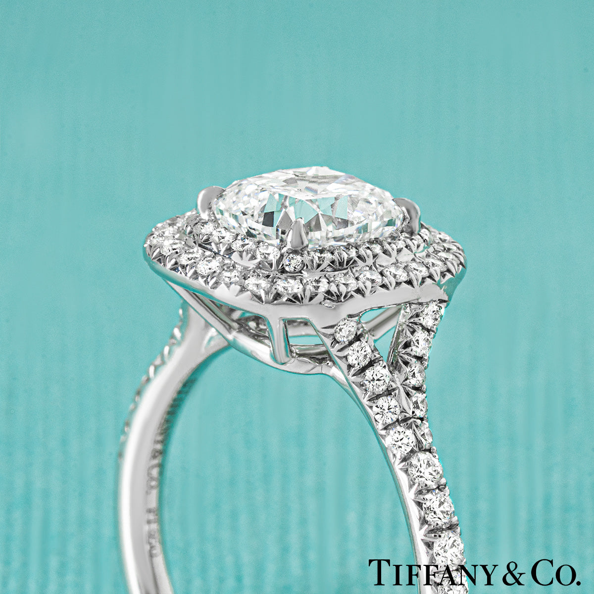 Tiffany & Co. Platinum Cushion Cut Diamond Soleste Ring 1.55CT G/VS1