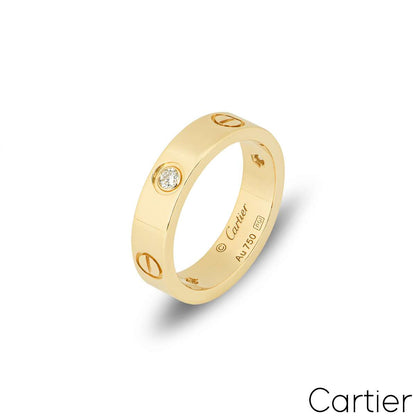 Cartier Yellow Gold Half Diamond Love Ring Size 49 B4032400