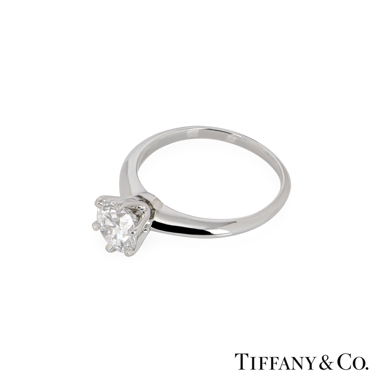 Tiffany & Co. Platinum Round Brilliant Cut Diamond Setting Ring 1.11CT D/VS1 Xxx