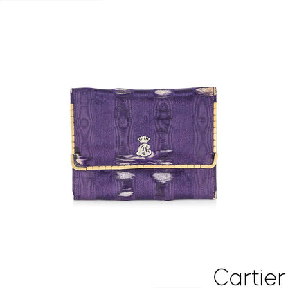 Cartier Vintage Silk Purse With Yellow Gold And Diamond