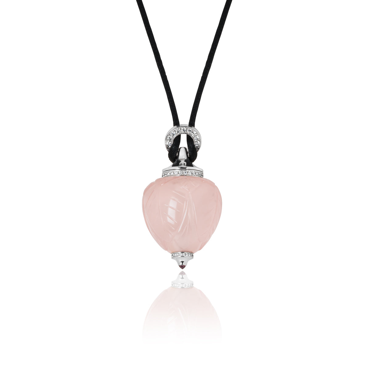 Cartier White Gold Rose Quartz & Diamond Inde Mystérieuse Perfume Bottle Pendant