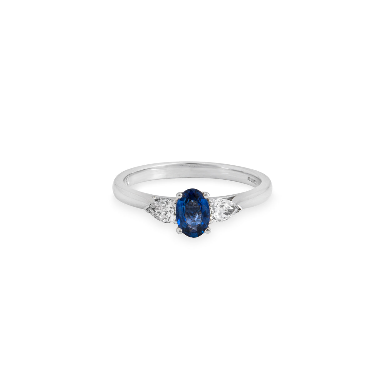 White Gold Sapphire & Diamond Three Stone Ring 0.26CT