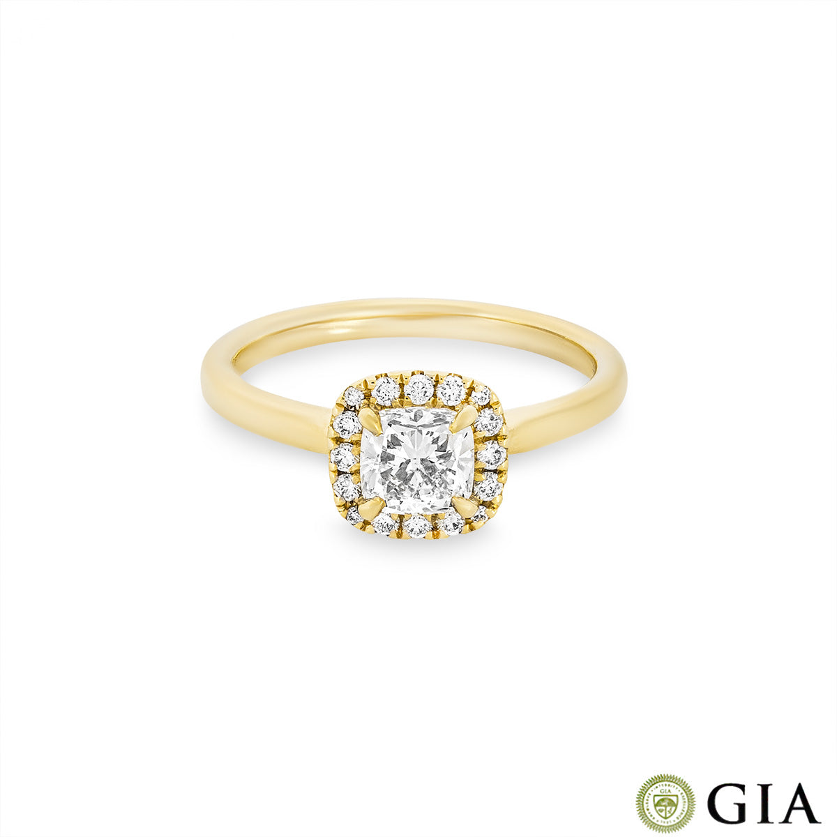 Yellow Gold Cushion Cut Diamond Ring 0.71CT I/SI1