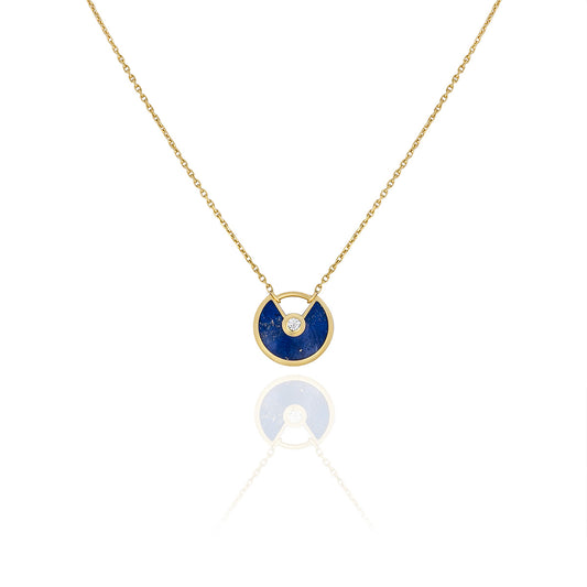 Cartier Yellow Gold Lapis & Diamond Amulette De Cartier Necklace