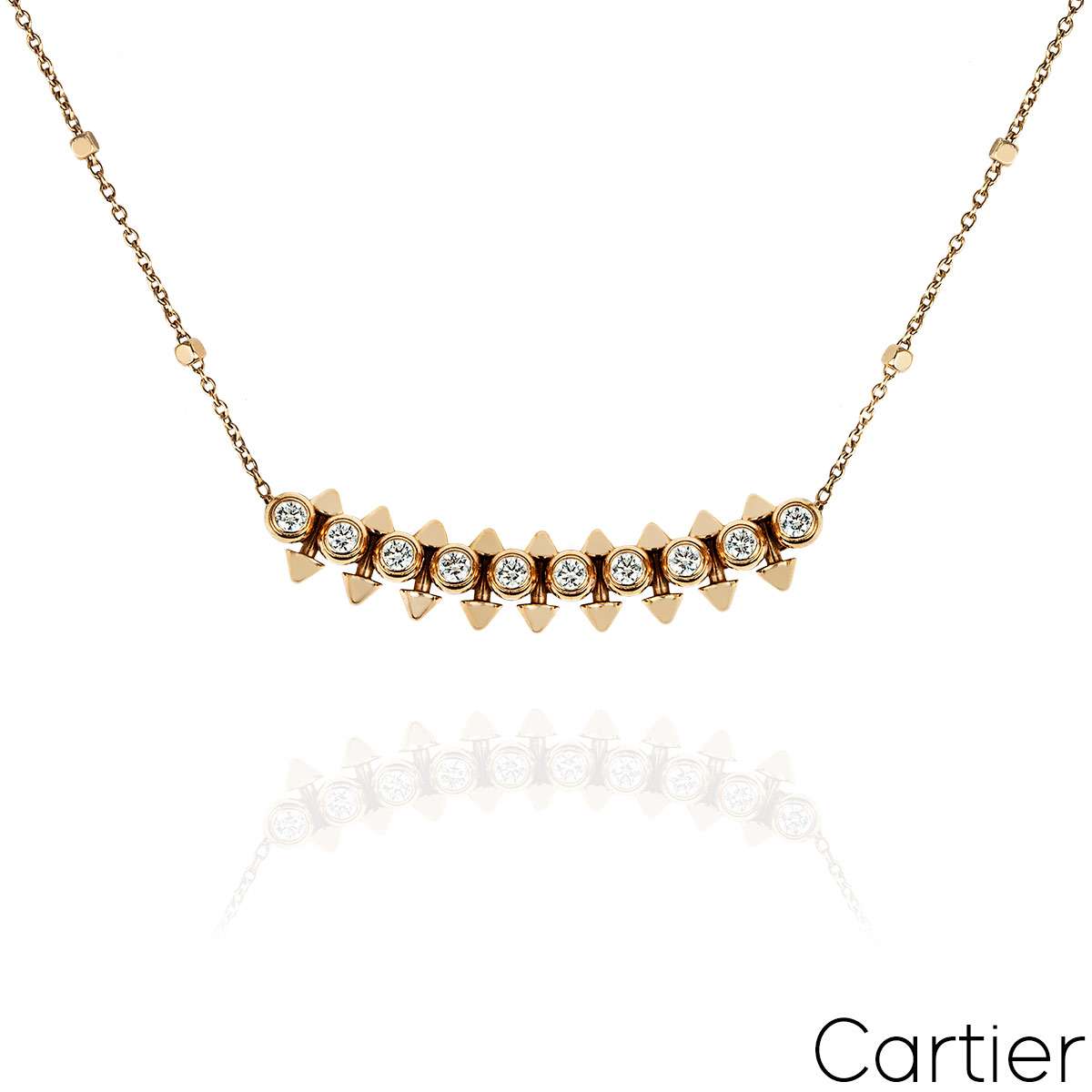 Cartier Rose Gold ClashhDeeCartierrDiamonddNecklaceeN7424312