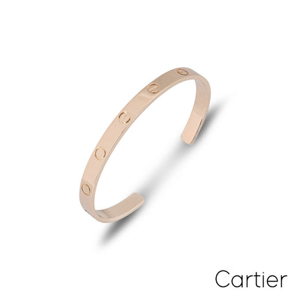 Cartier Rose Gold Plain Cuff Love Bracelet Size 16 B6032616